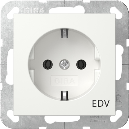 Gira 445803 SCHUKO-Steckdose Aufdruck EDV System 55 reinweiß glänzend