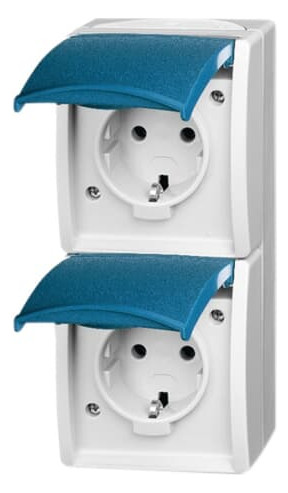 Busch-Jaeger 20-02 EW-53 SCHUKO® Steckdose 2-fach grau/blaugrün 2CKA002084A0701