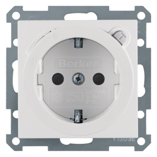 Berker 47081909 Steckdose SCHUKO mit FI-Schutzschalter und erhöhtem Berührungsschutz S.1/B.3/B.7 polarweiß matt