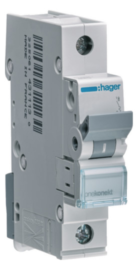 Hager MCN102 Leitungsschutzschalter 1 polig 6kA C-Charakteristik 2A 1 Modul